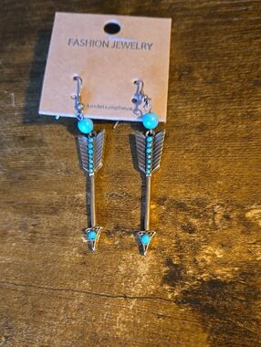 Turquoise Arrow Drop Earrings - Fashion Jewelry